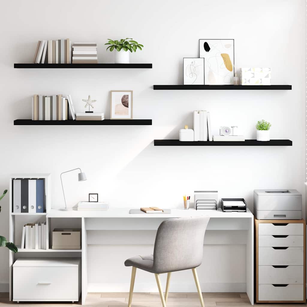 Seinariiulid, 4 tk, must, 120x23,5x3,8 cm MDF