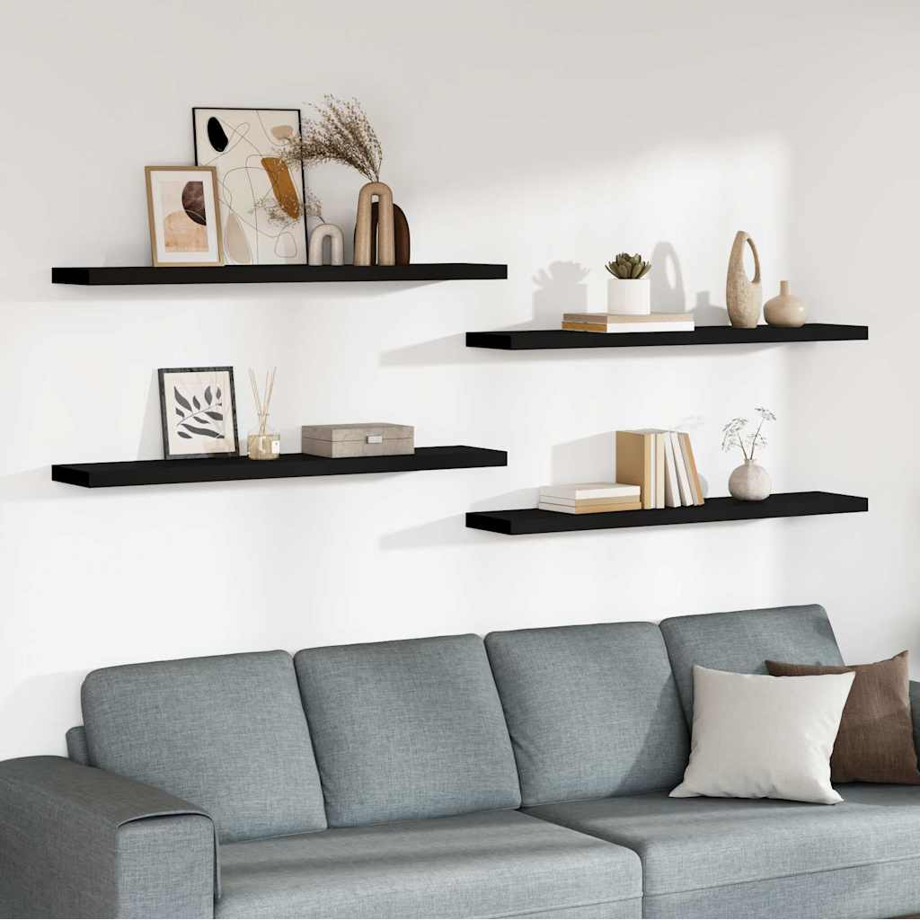 Seinariiulid, 4 tk, must, 120x23,5x3,8 cm MDF