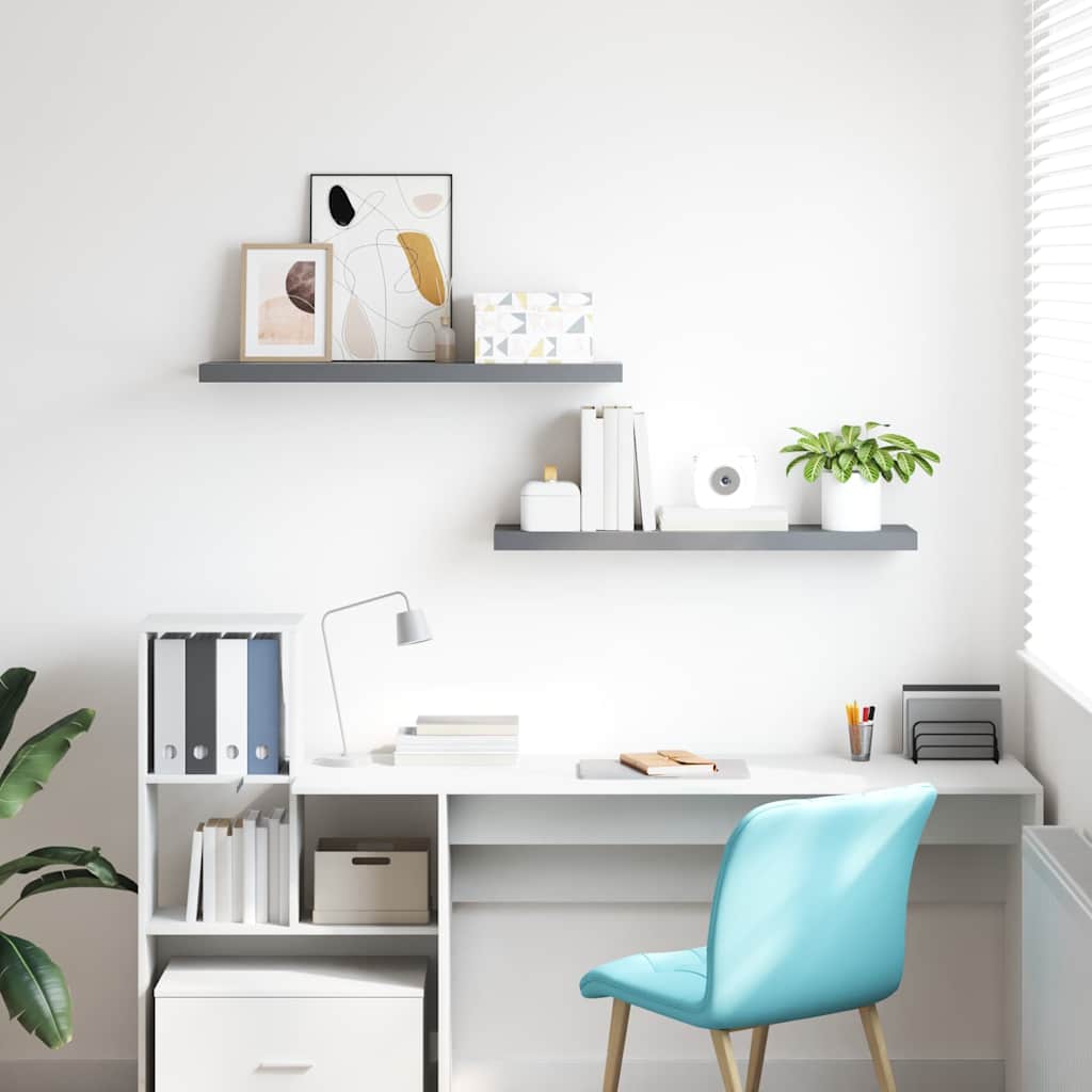 Seinariiulid, 2 tk, hall, 120x23,5x3,8 cm MDF