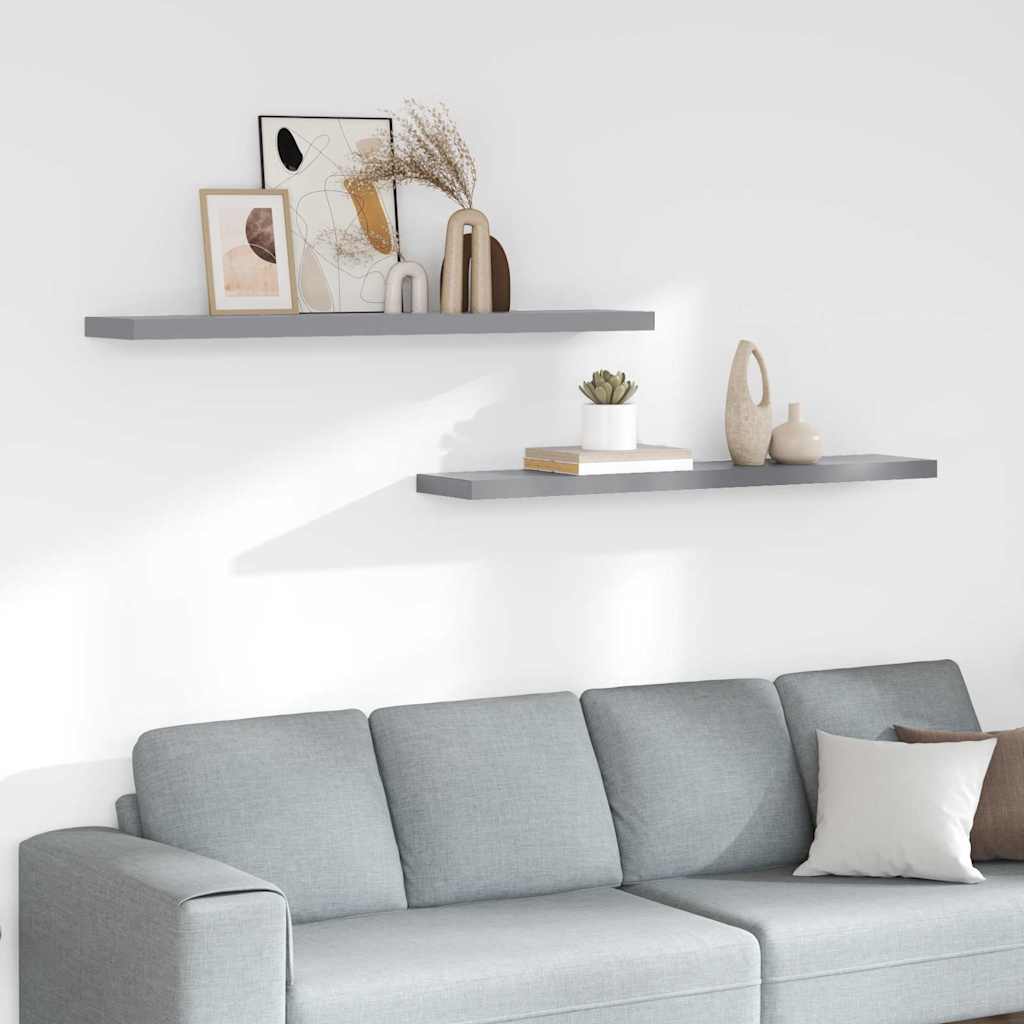 Seinariiulid, 2 tk, hall, 120x23,5x3,8 cm MDF