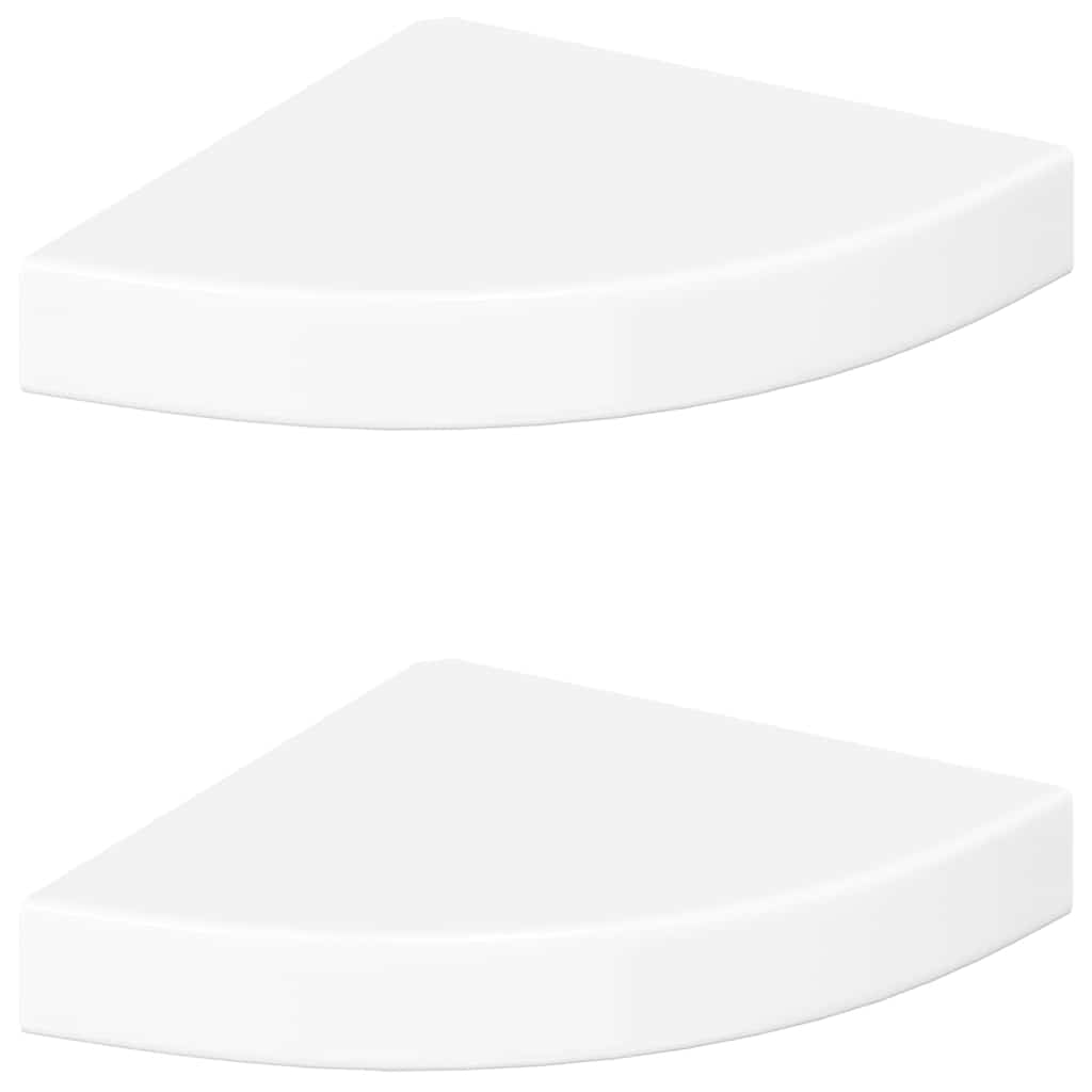 Ujuvad nurgariiulid 2 tk, kõrgläikega valge, 25 x 25 x 3,8 cm, MDF