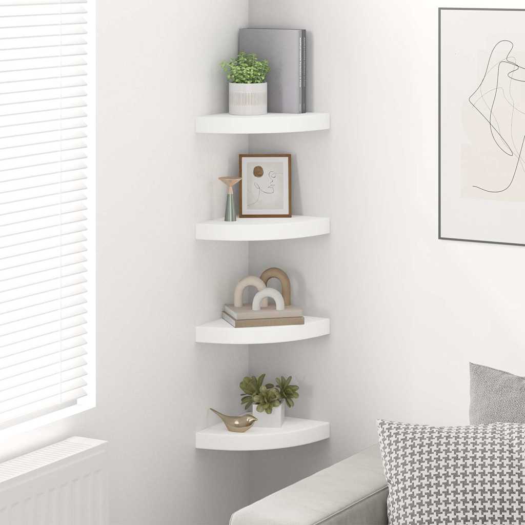 Nurgariiulid, 4 tk, valge, 25 x 25 x 3,8 cm MDF