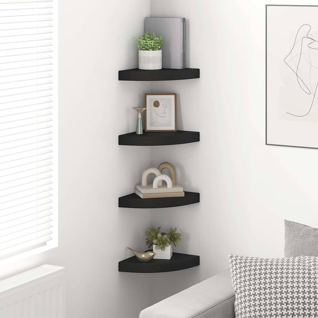 Nurgariiulid, 4 tk, must, 25 x 25 x 3,8 cm MDF