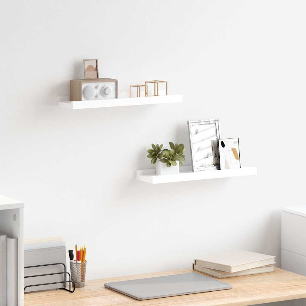 Pildiraami seinariiulid 2 tk, valge, 40 x 9 x 3 cm MDF