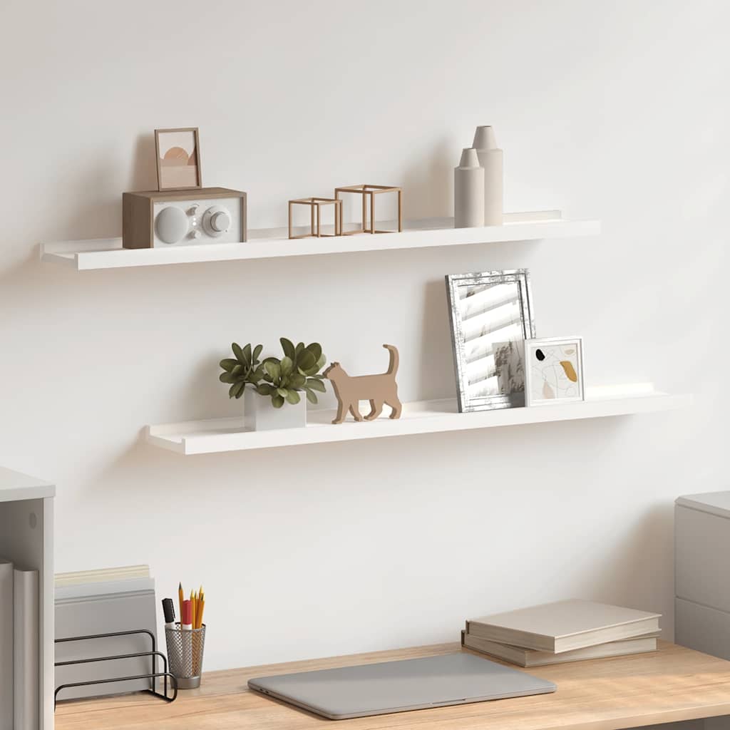 Pildiraami seinariiulid 2 tk, valge, 80 x 9 x 3 cm MDF