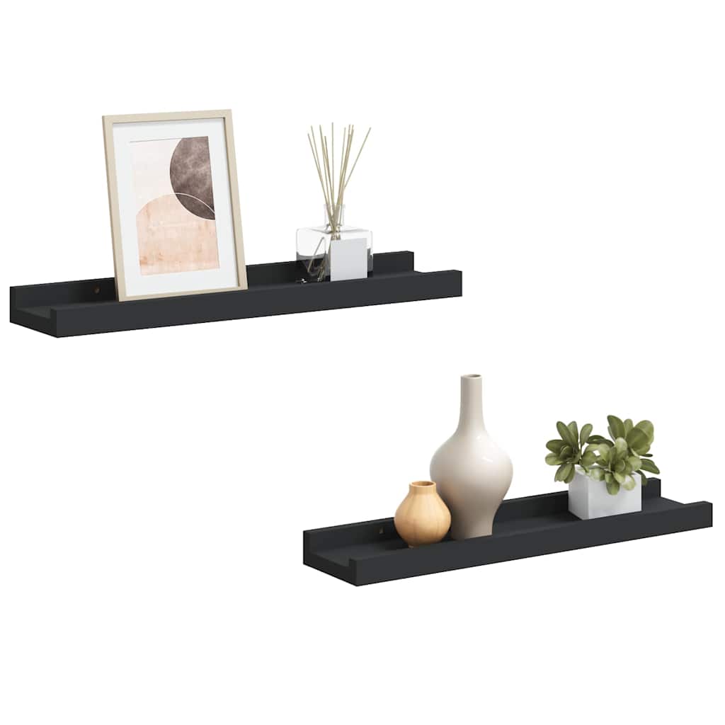 Pildiraami seinariiulid 2 tk, must, 40 x 9 x 3 cm MDF