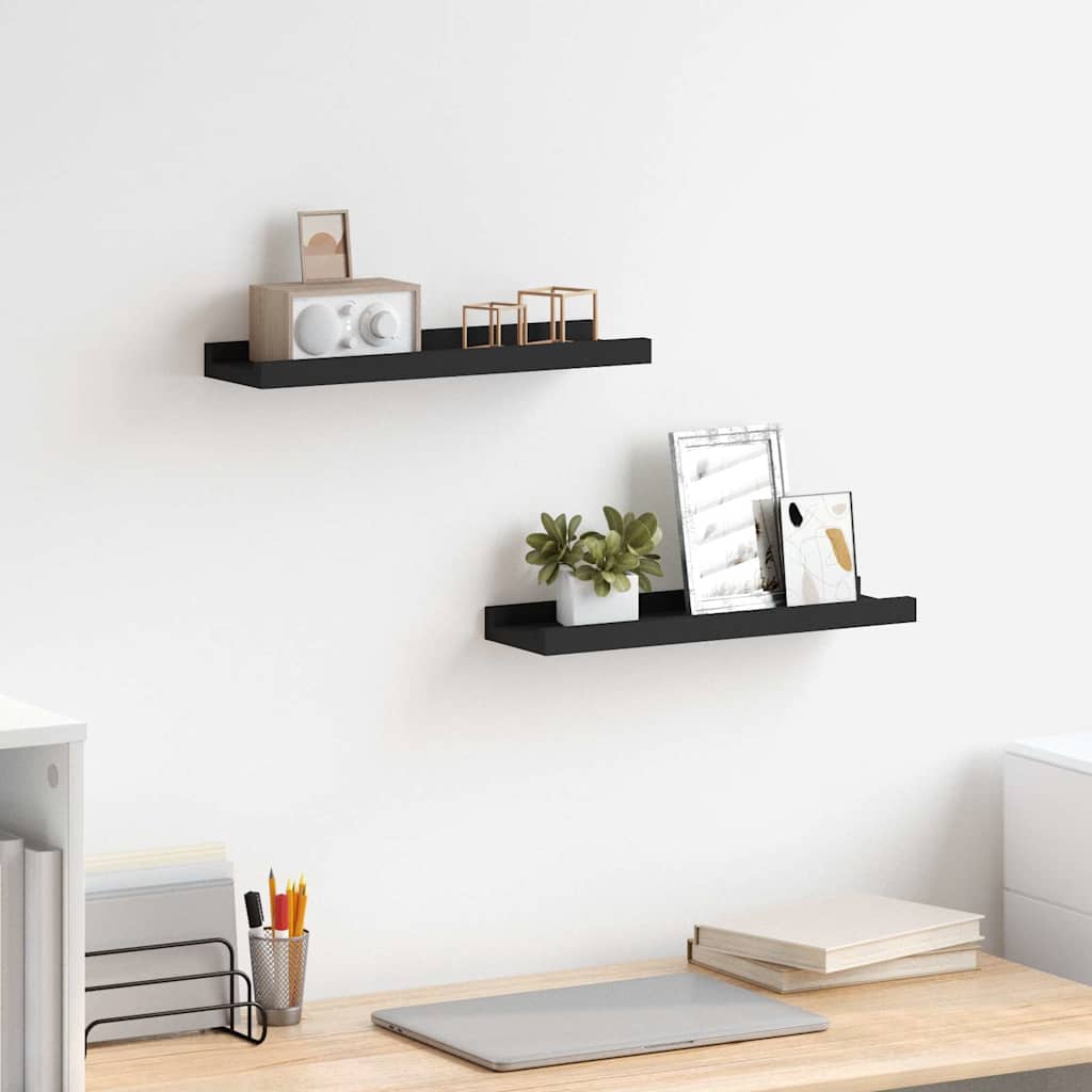 Pildiraami seinariiulid 2 tk, must, 40 x 9 x 3 cm MDF