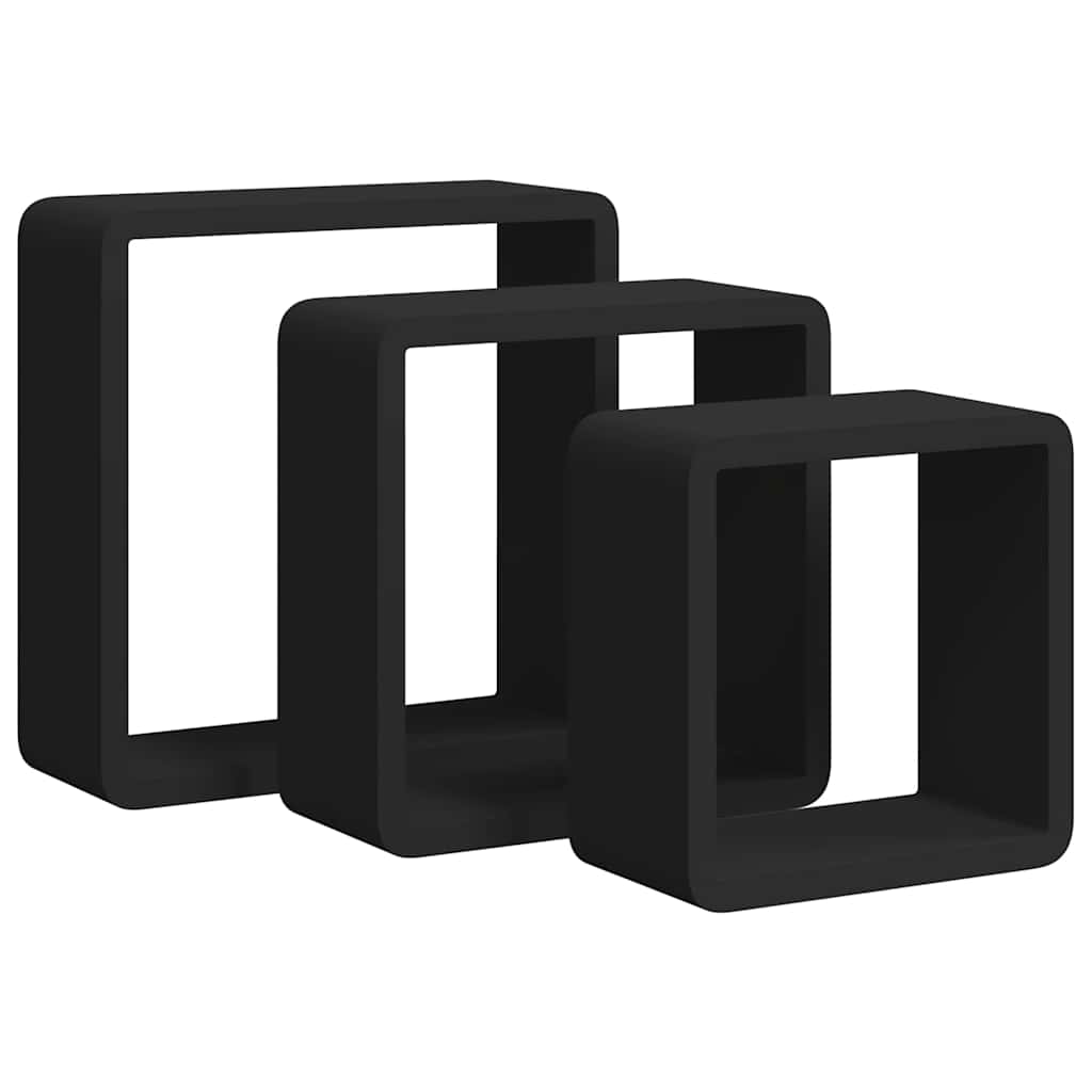 Kuubikukujulised riiulid, 3 tk, must, MDF