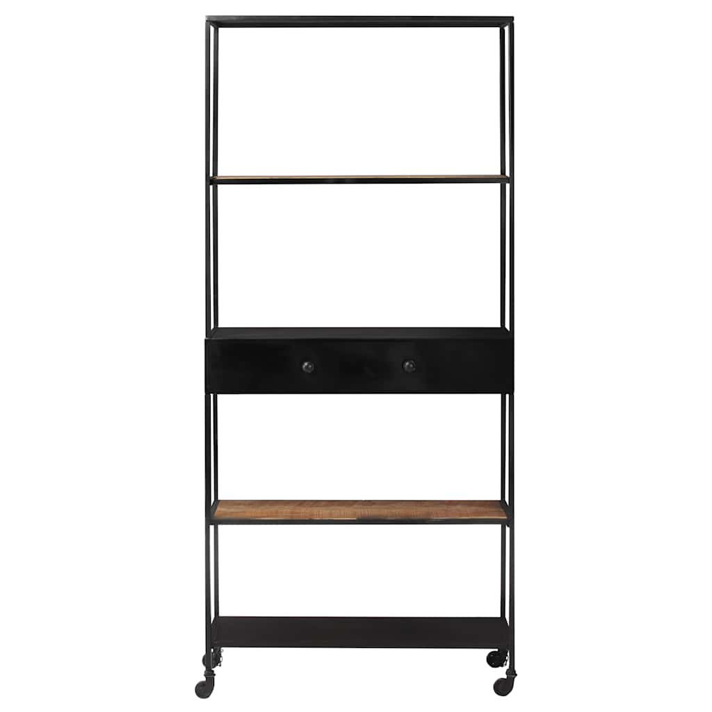 Raamatukapp, 80 x 35 x 180 cm, töötlemata mangopuit ja raud
