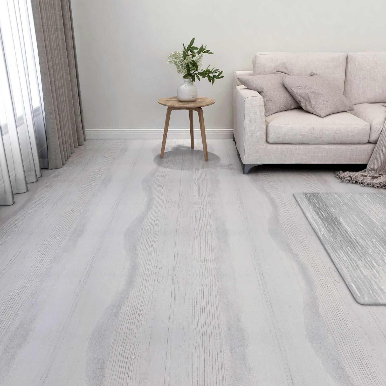 Põrandaplaadid Valge ja helehall 5,11 m² 55 tk PVC