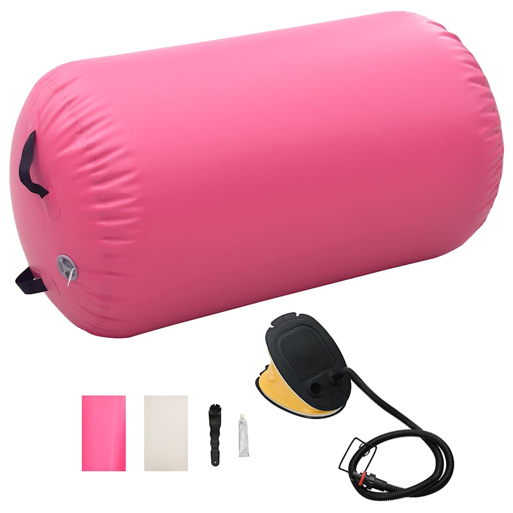 Täispumbatav võimlemisrull pumbaga 100x60 cm PVC roosa