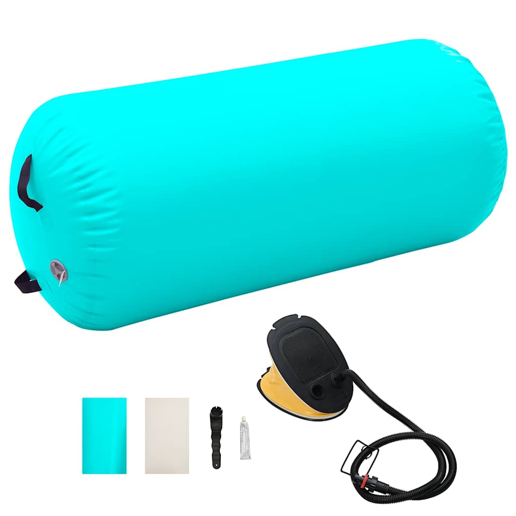 Täispumbatav võimlemisrull pumbaga 120x90 cm PVC roheline