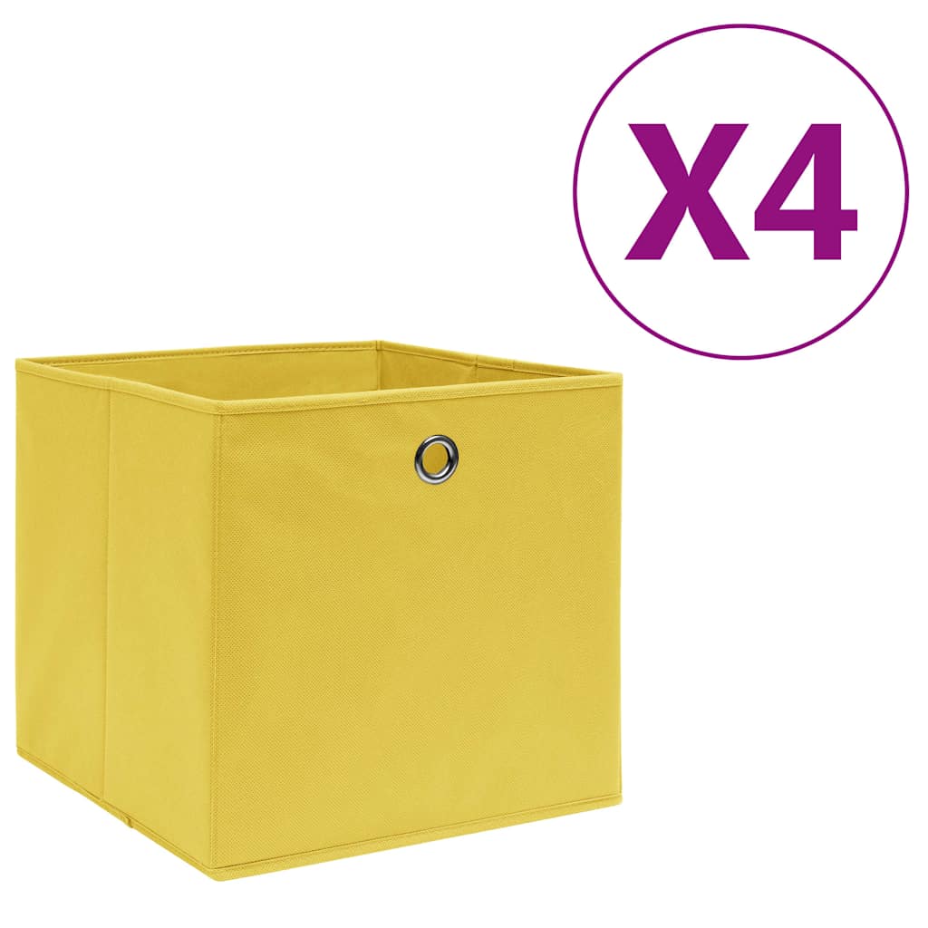 Mittekootud kangast hoiukastid 4 tk, 28 x 28 x 28 cm, kollane