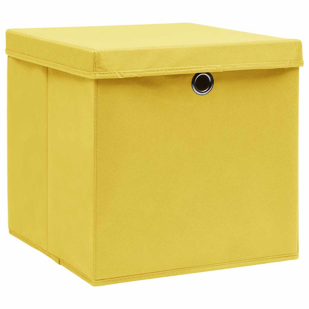 Hoiukastid kaanega 4 tk, 28 x 28 x 28 cm, kollane