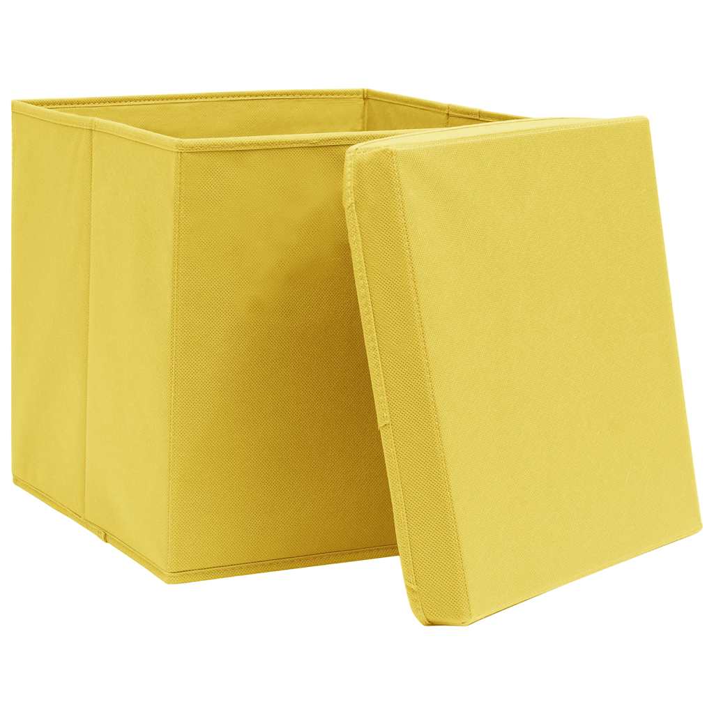 Hoiukastid kaanega 4 tk, 28 x 28 x 28 cm, kollane