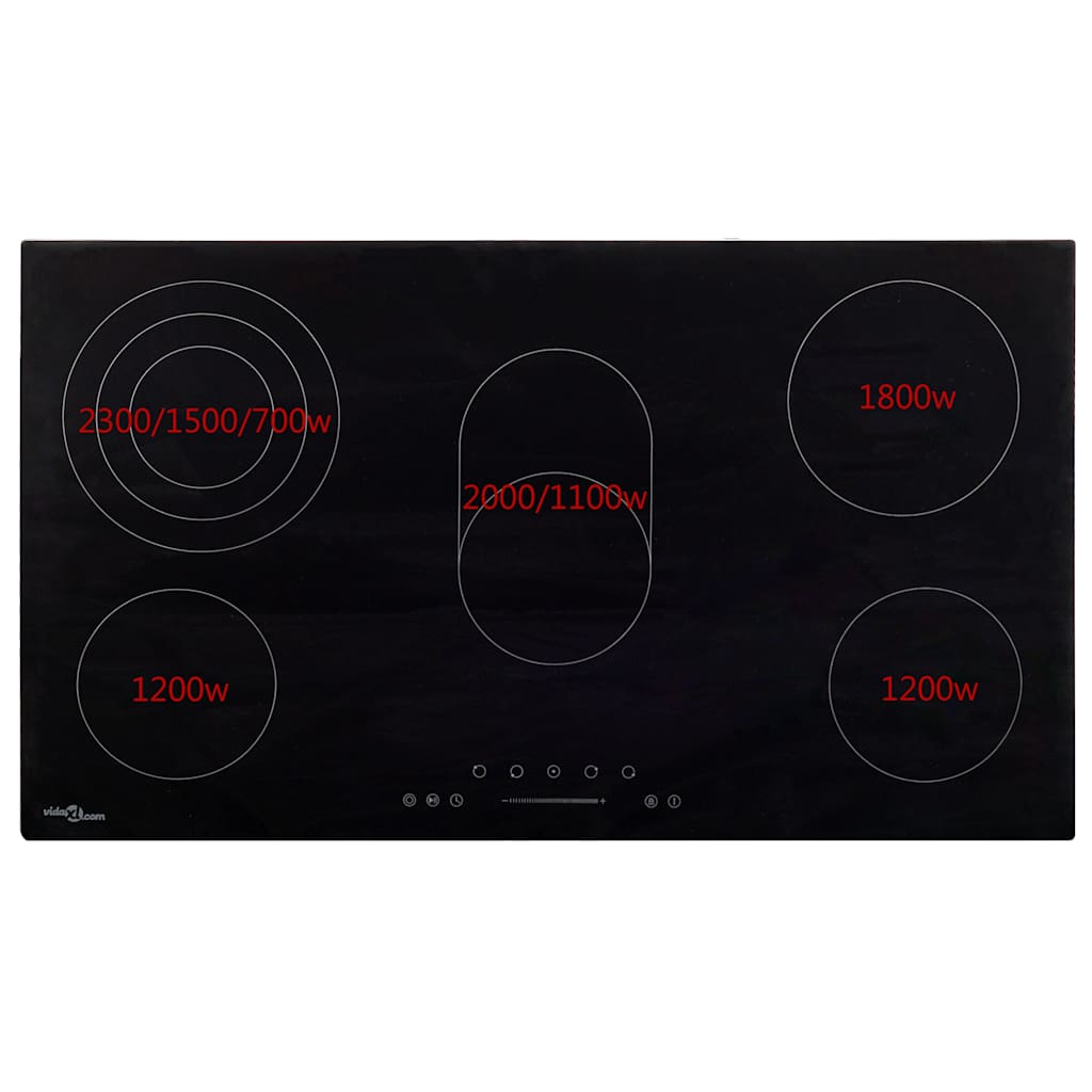 Keraamiline pliit 5 plaadiga, puutetundlik 77 cm, 8500 W
