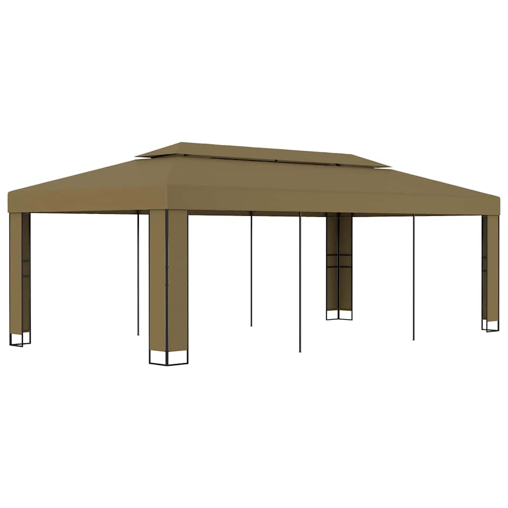 Varjualune, topeltkatusega, 3 x 6 m, pruunikashall, 180 g/m²