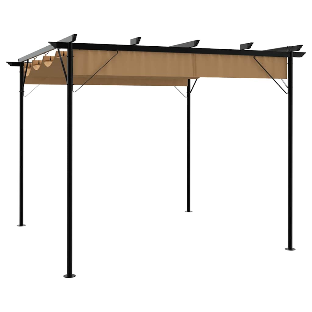 Lehtla eemaldatava katusega, pruunikashall 3x3 m teras 180 g/m²