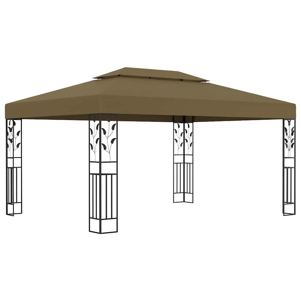 Varjualune, topeltkatusega, 3 x 4 m, pruunikashall, 180 g/m²