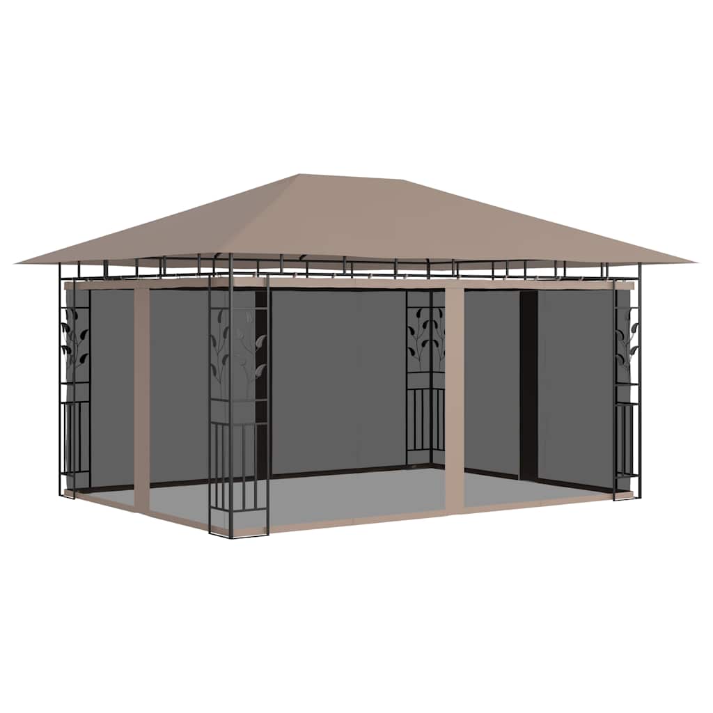 Varjualune sääsevõrguga, 4x3x2,73 m, pruunikashall, 180 g/m²