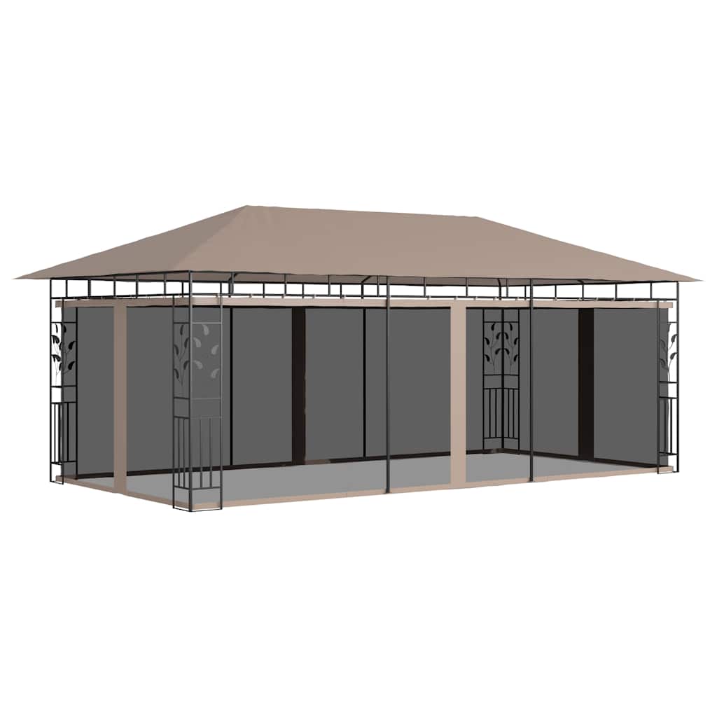 Varjualune sääsevõrguga, 6x3x2,73 m, pruunikashall, 180 g/m²
