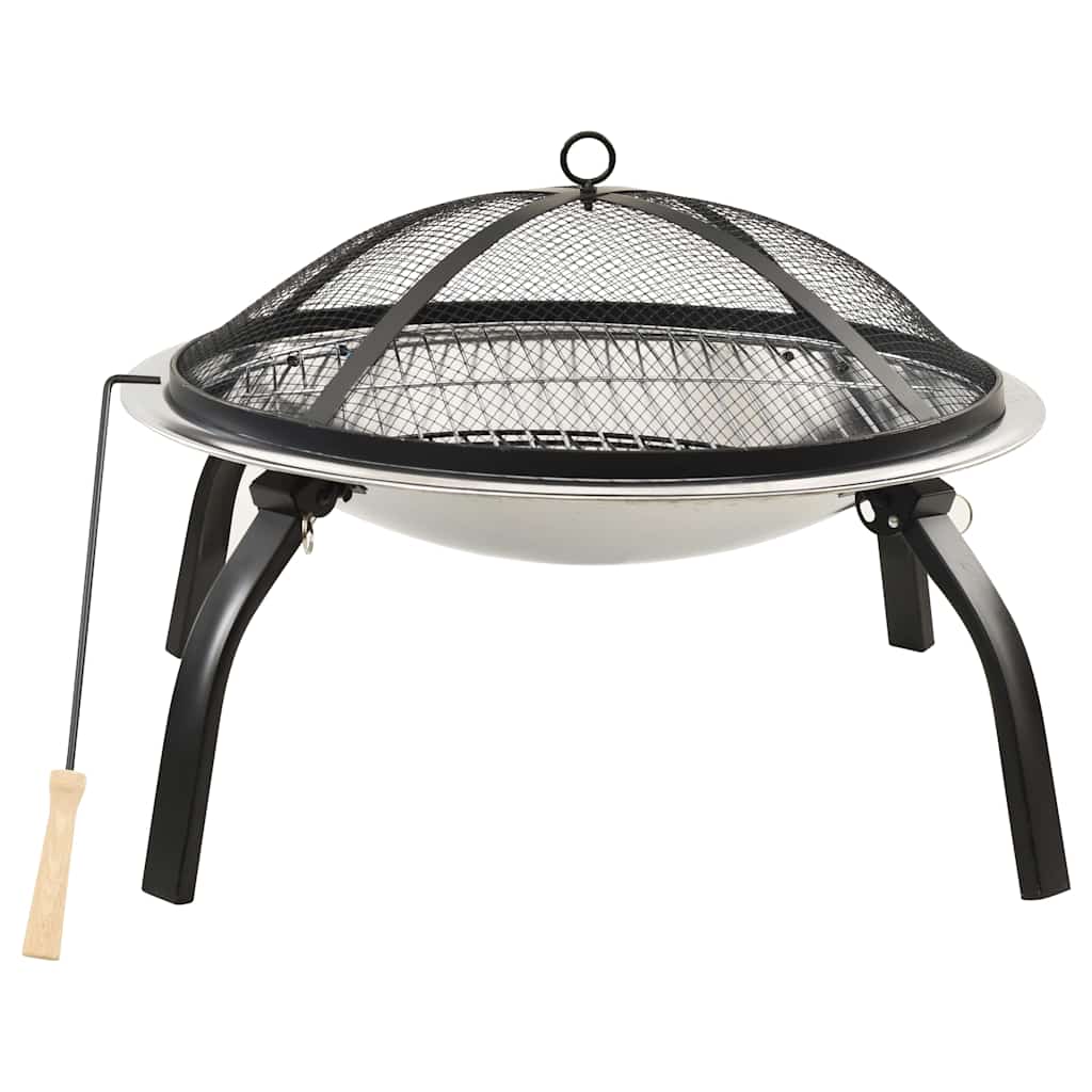 Kaks ühes tulease ja grill, 56 x 56 x 49 cm, roostevaba teras