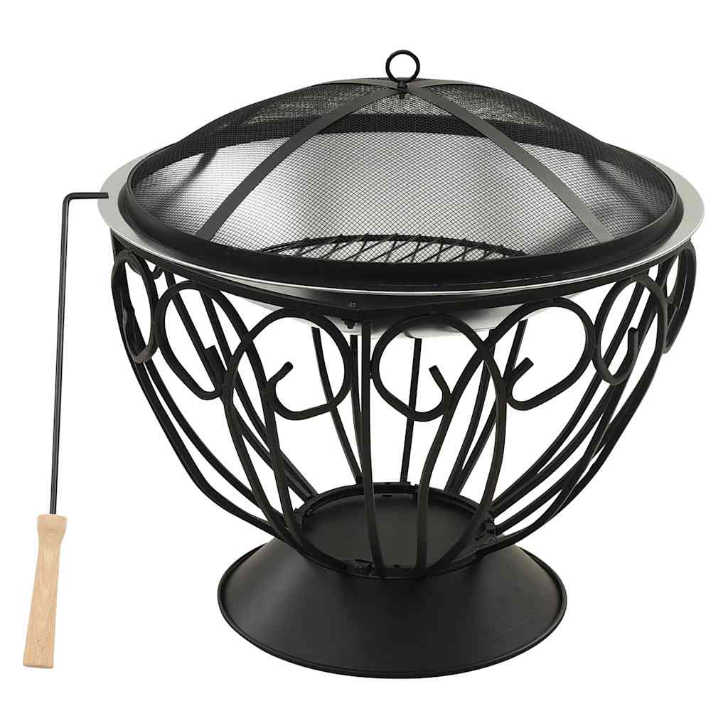 2-ühes lõkkease ja grill pokkeriga 59 x 59 x 60 cm roostevabast terasest