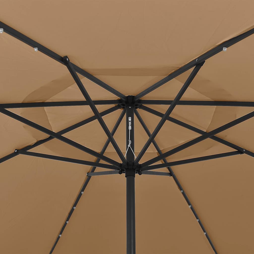 Aia päikesevari LED-tuledega, 400 cm, pruunikas