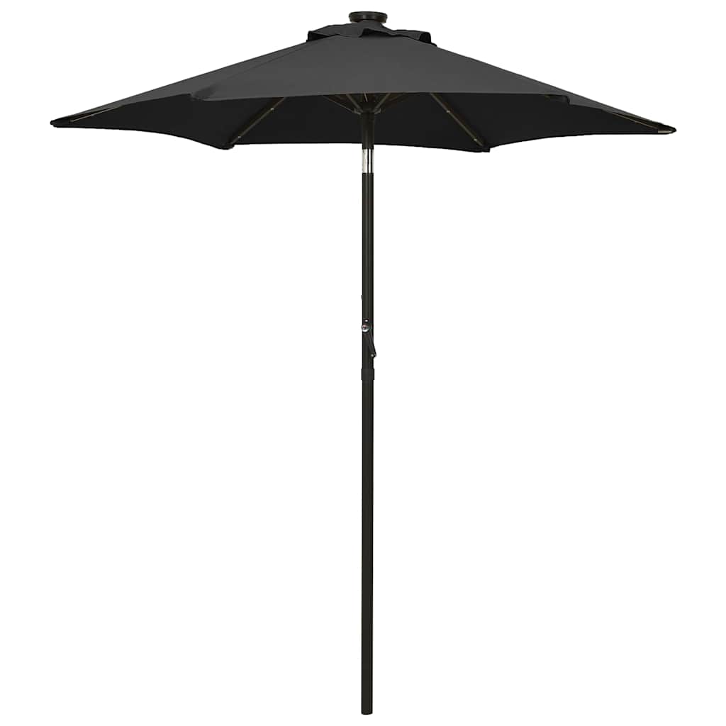 Aia päikesevari LED-tuledega, must, 200 x 211 cm, alumiinium