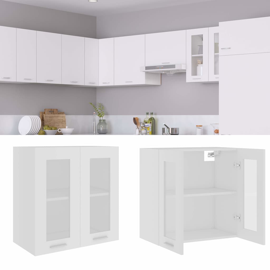 Rippuv klaaskapp "Lyon", valge, 60 x 31 x 60 cm, töödeldud puit