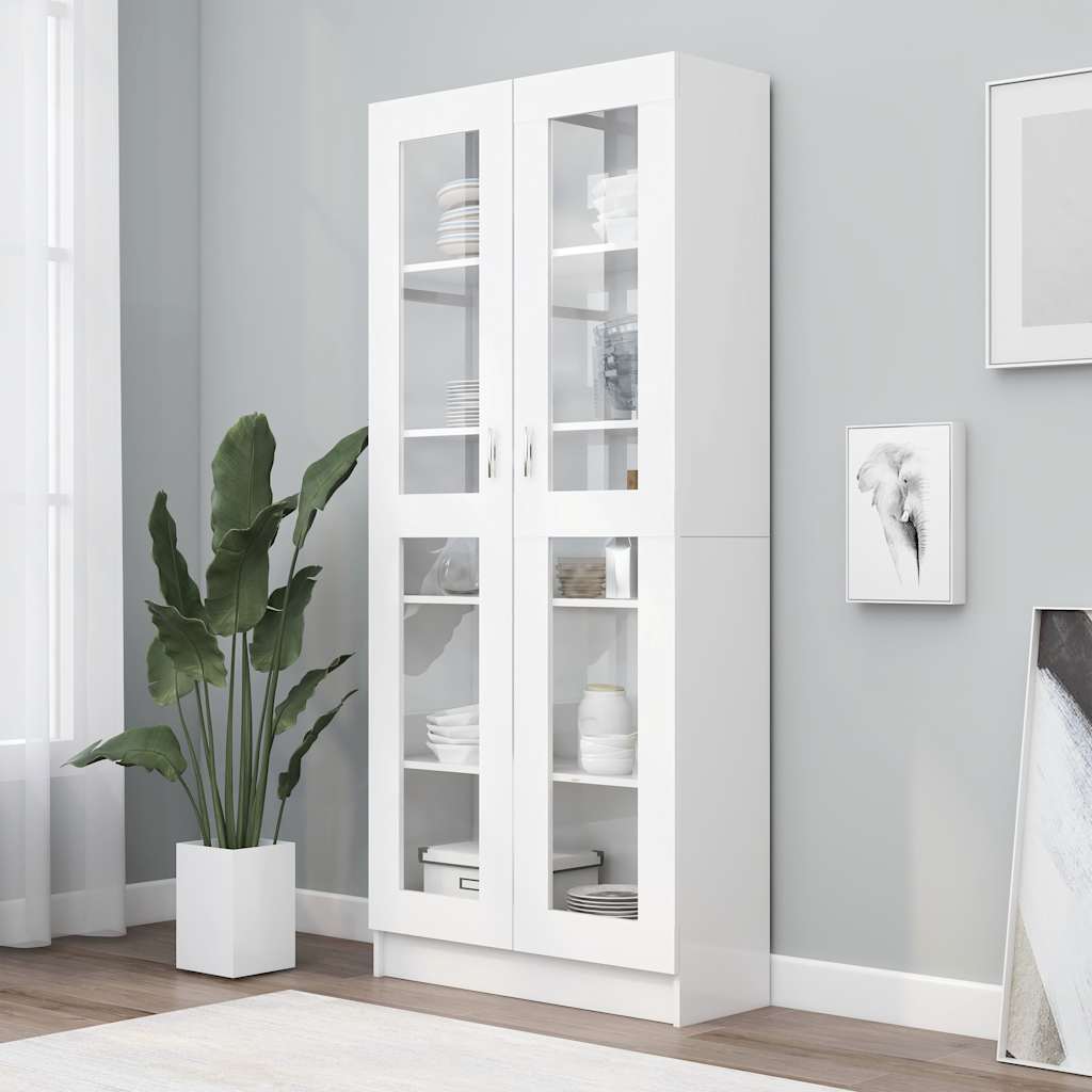 Vitriinkapp valge 82,5x30,5x185 cm tehispuit