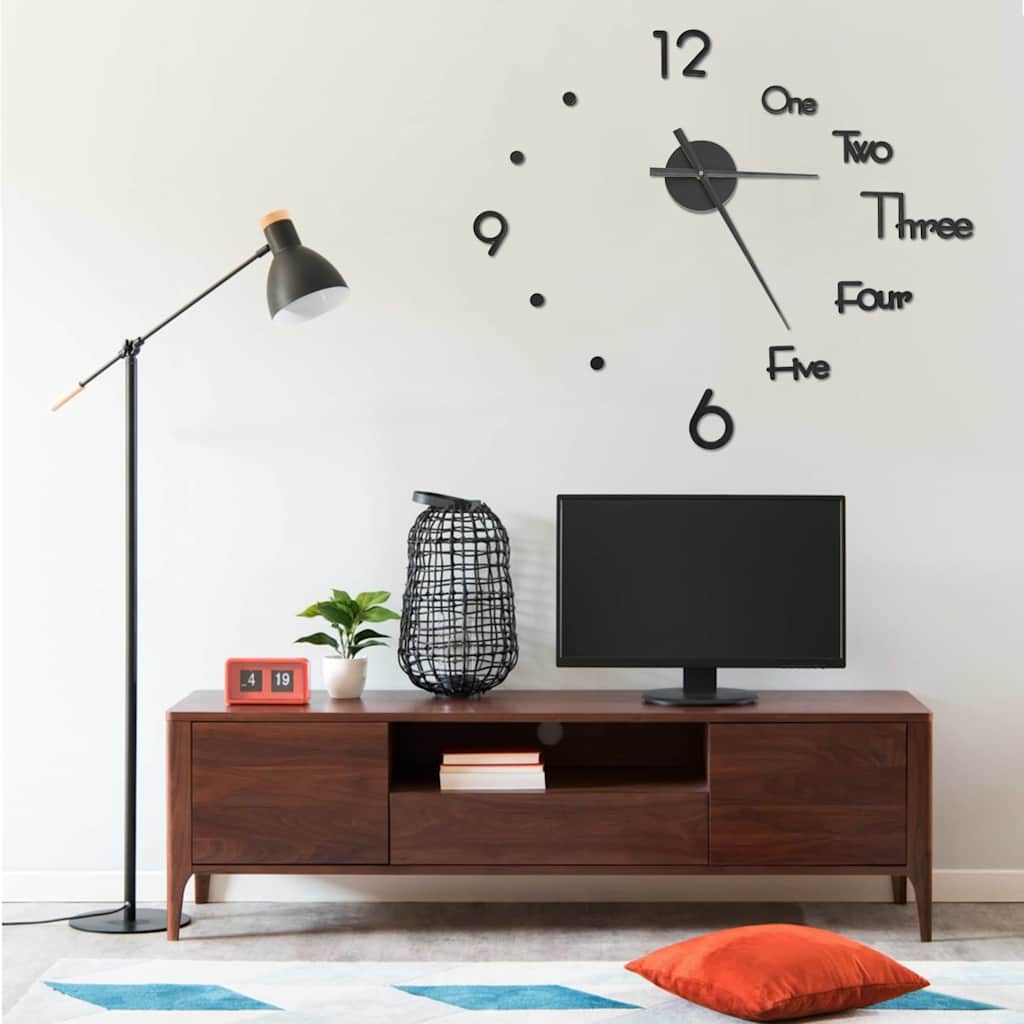 3D seinakell, modernne disain, must, 100 cm XXL