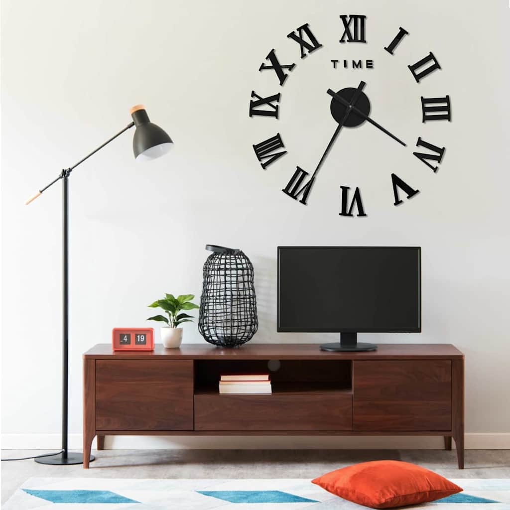 3D seinakell, modernne disain, must, 100 cm XXL