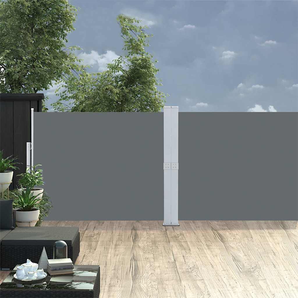 Lahtitõmmatav terrassi külgsein, 140 x 1200 cm, antratsiithall