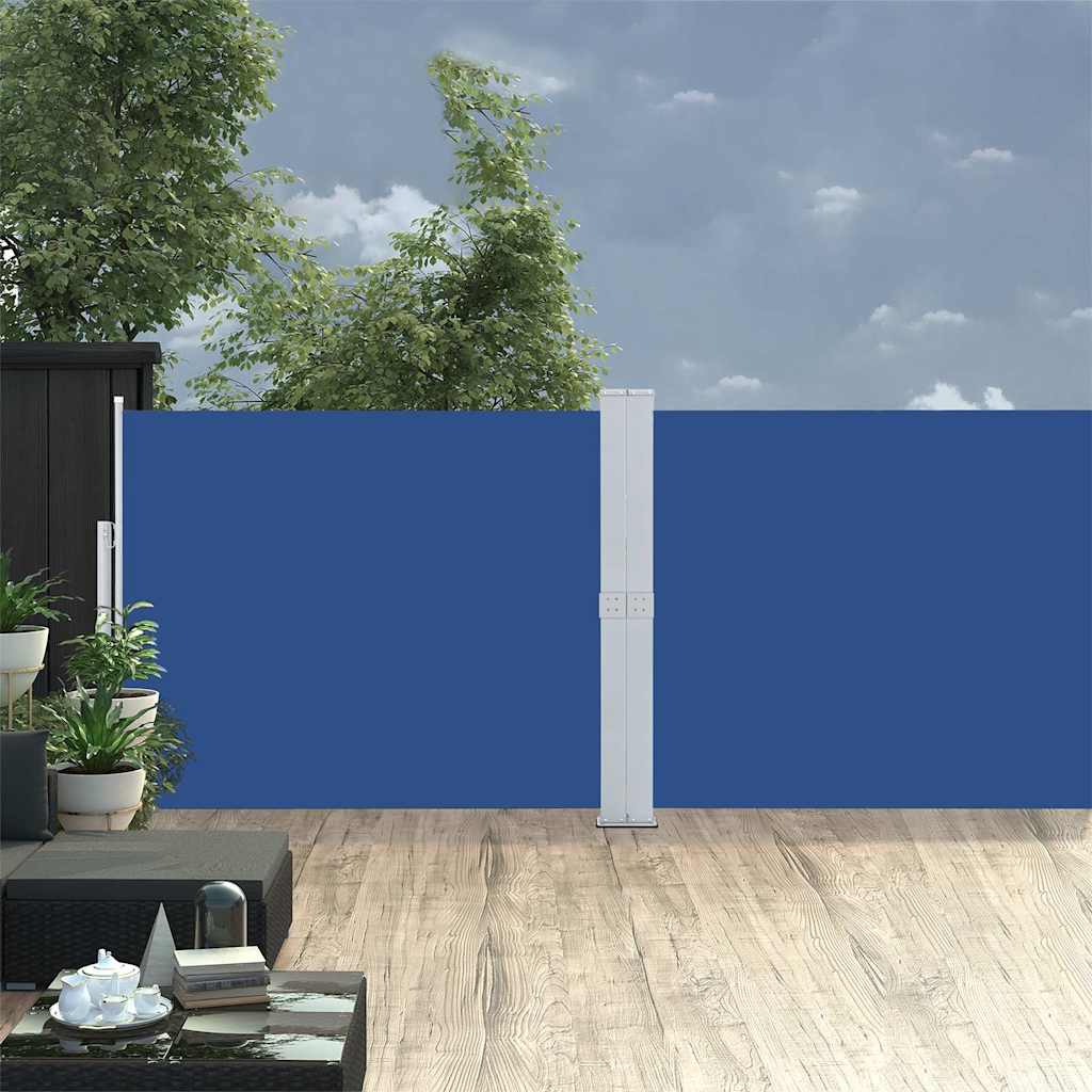 Lahtitõmmatav terrassi külgsein, 140 x 1200 cm, sinine