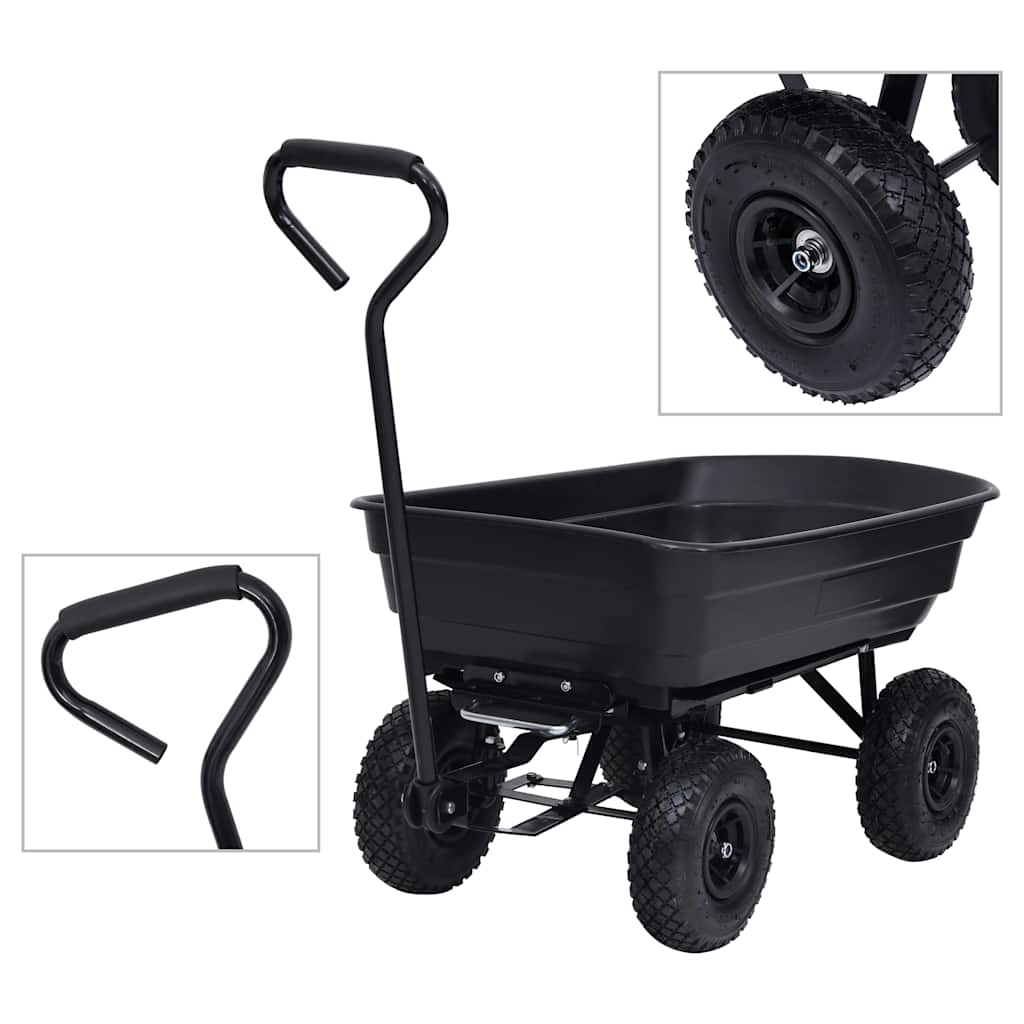 Aia kallutatav käsikäru, 300 kg, 75 l, must
