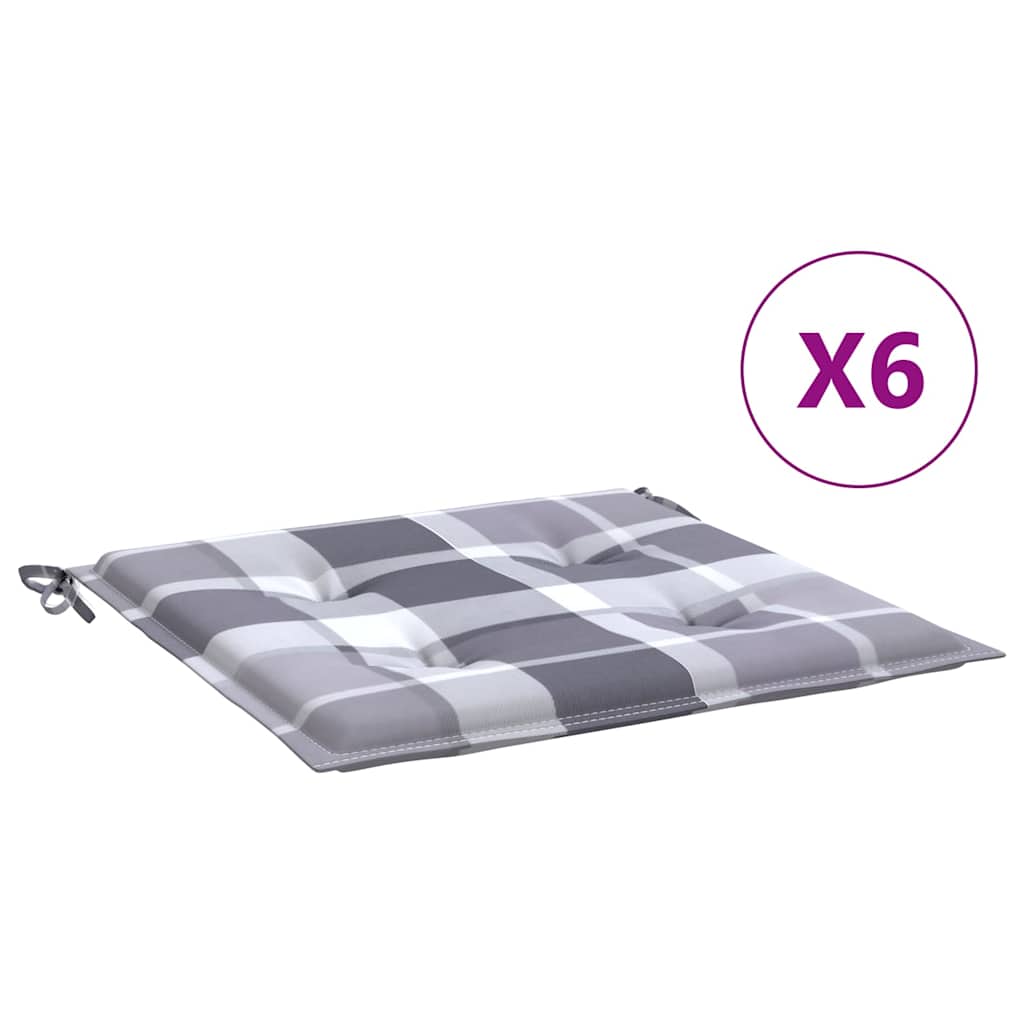 Aiatooli istmepadjad 6 tk, hall ruudumuster 40x40x3 cm kangas