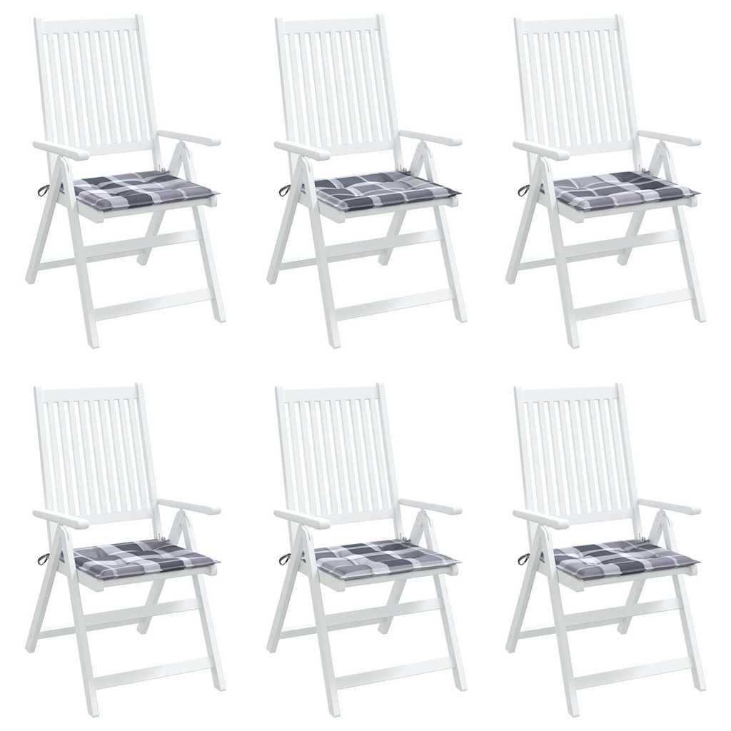 Aiatooli istmepadjad 6 tk, hall ruudumuster 40x40x3 cm kangas