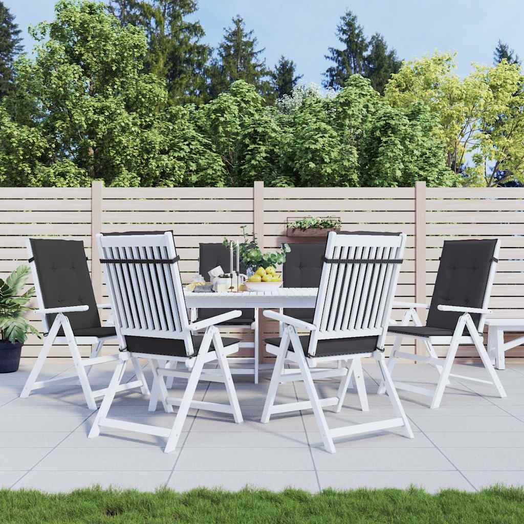 Kõrge seljatoega toolipadjad 6 tk, must, 120x50x3 cm, kangas