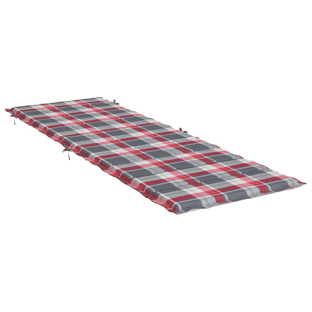 Päevitustooli padi, punased ruudud, 186x58x4 cm, oxford kangas