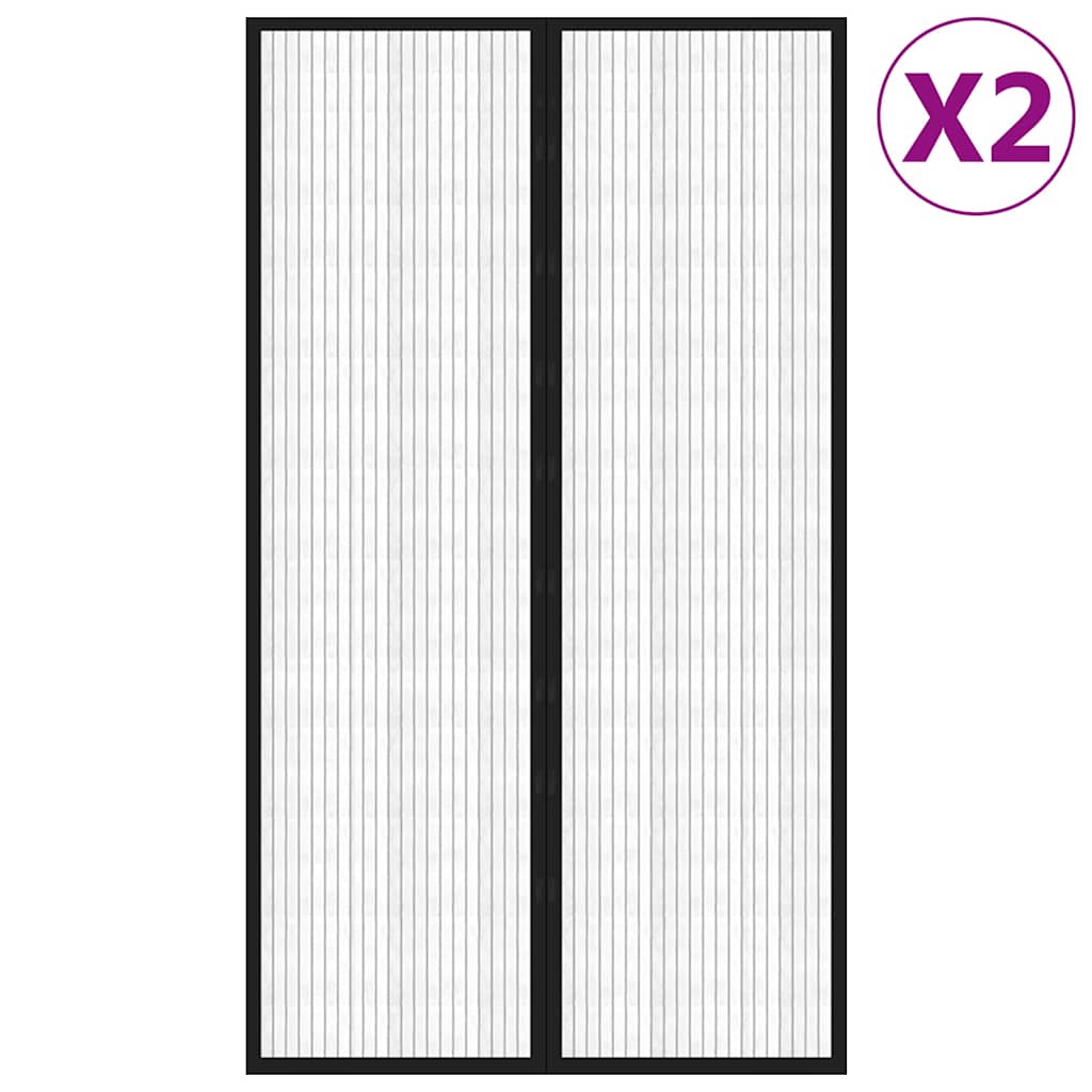 Putukakaitse uksekardinad 2 tk, magnetplokkidega must 200x80 cm