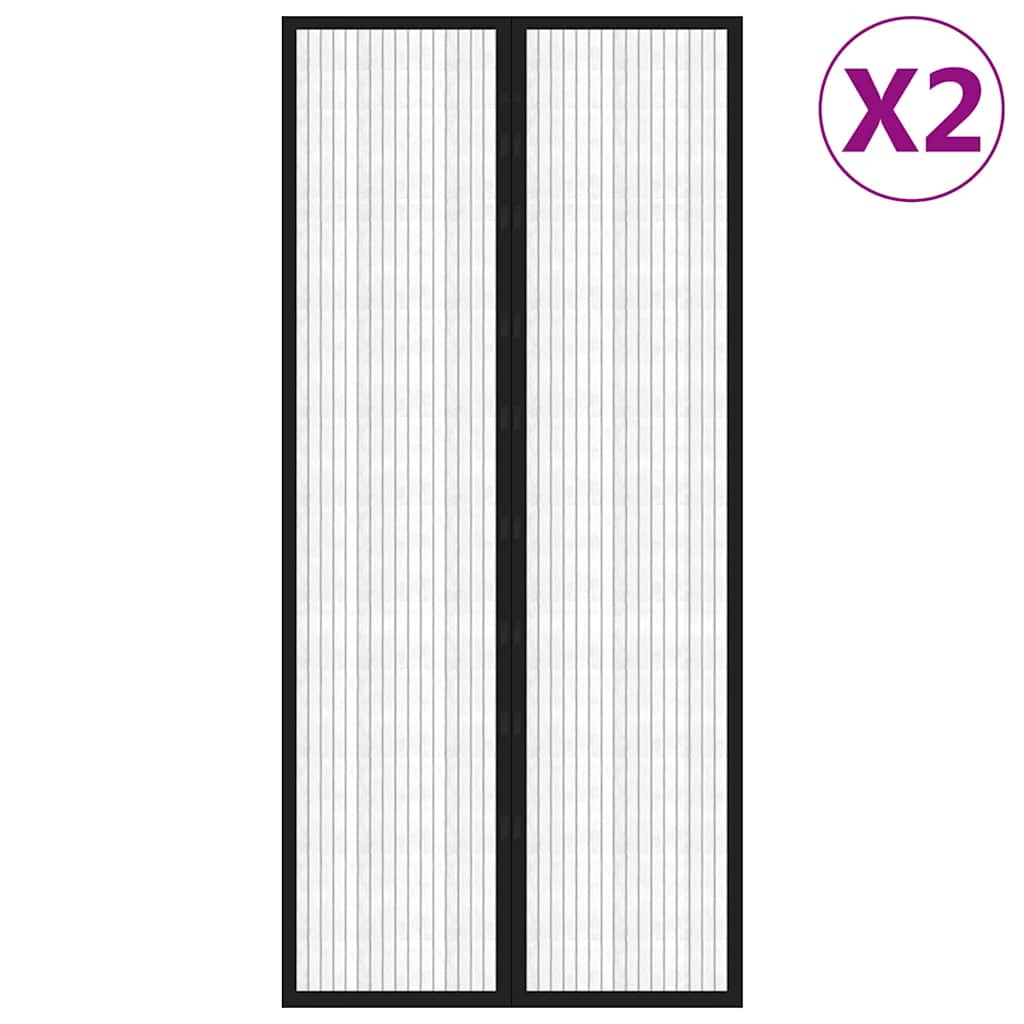 Putukakaitse uksekardinad 2 tk, magnetplokkidega must 210x90 cm