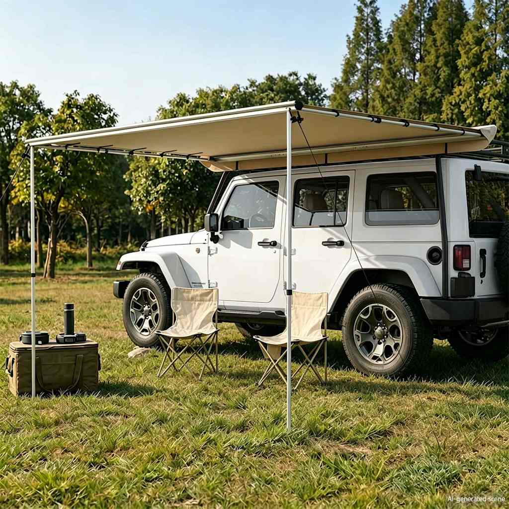 Matkaauto ja haagissuvila varikatus 2 x 2 x 2,15 m, beež