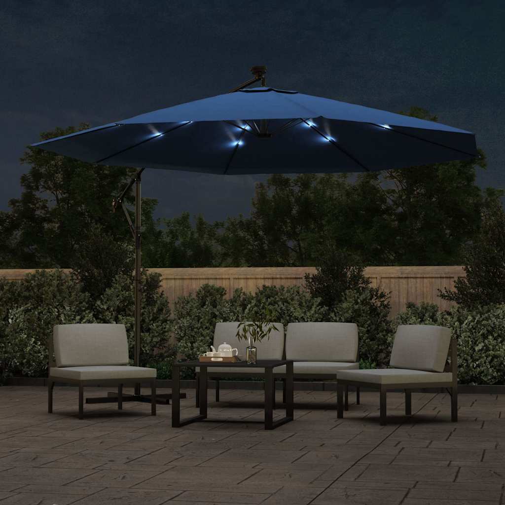 Konsooldisainiga aia päikesevari LED teraspost sinine 350 cm