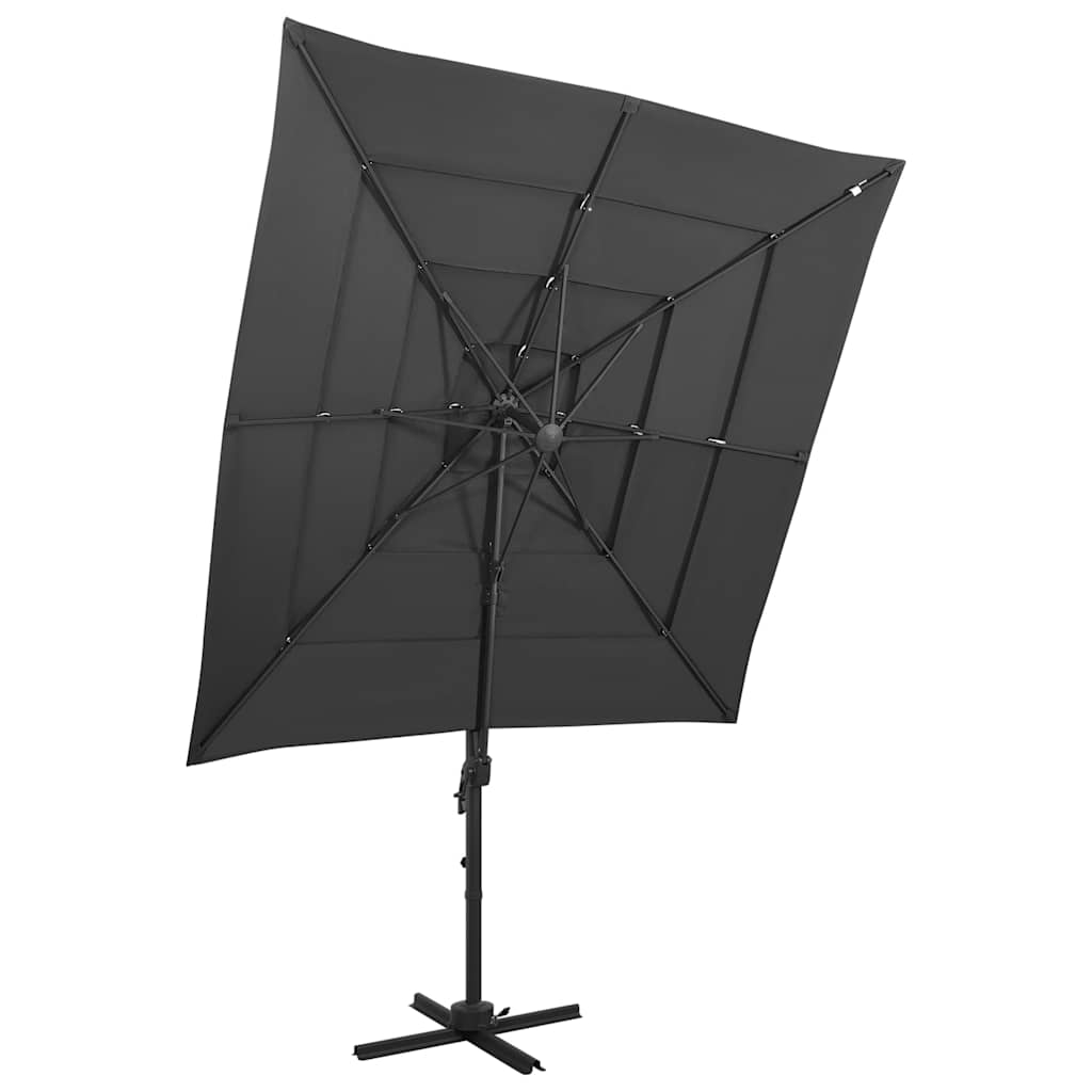 4-kordne aia päikesevari alumiiniumpost, antratsiit 250x250 cm