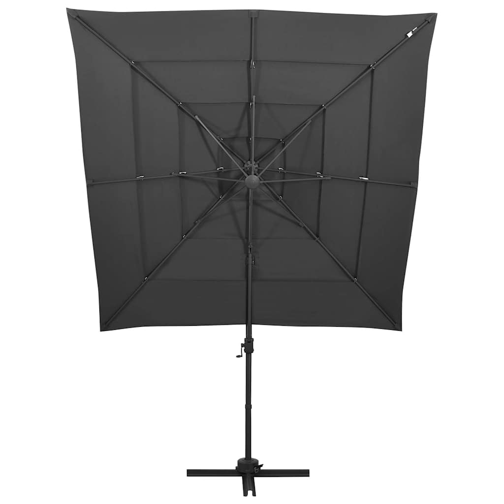 4-kordne aia päikesevari alumiiniumpost, antratsiit 250x250 cm