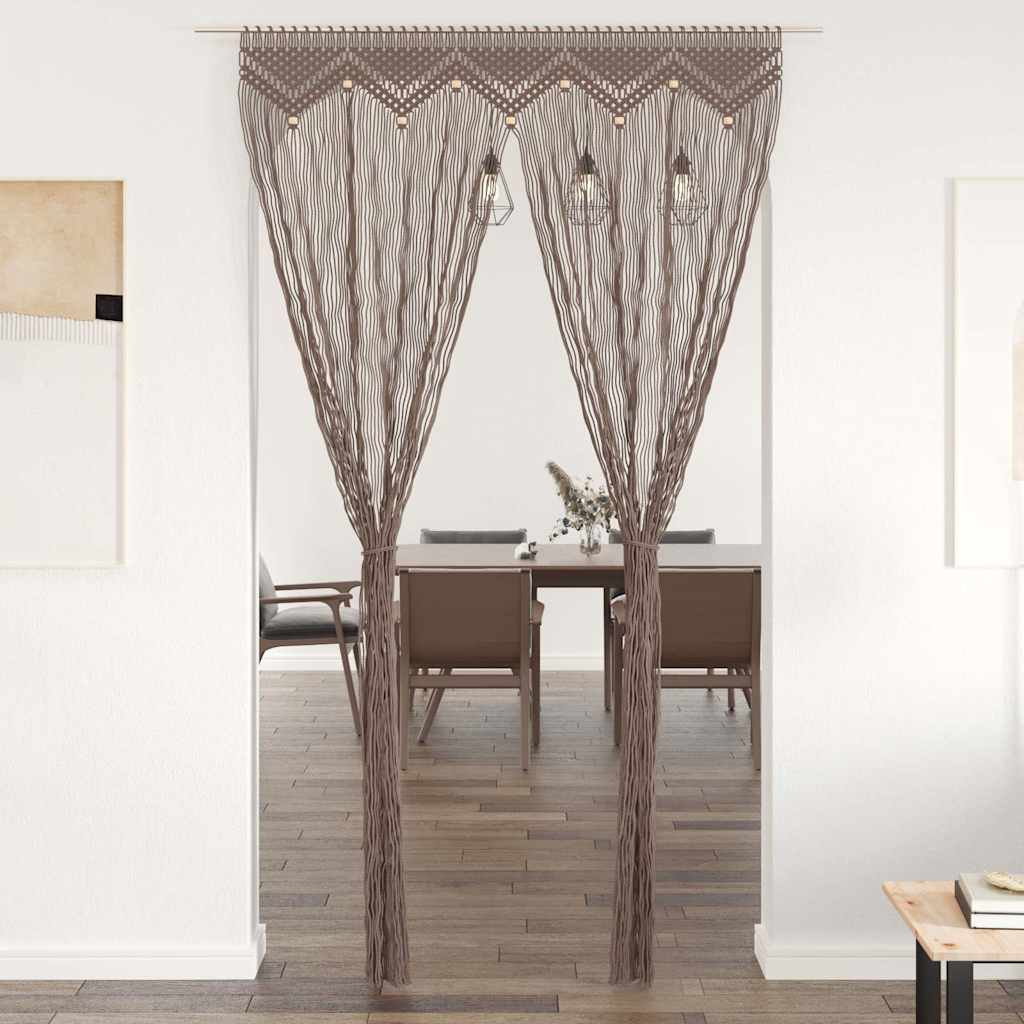 Makrameekardin, pruunikashall 140 x 240 cm puuvill