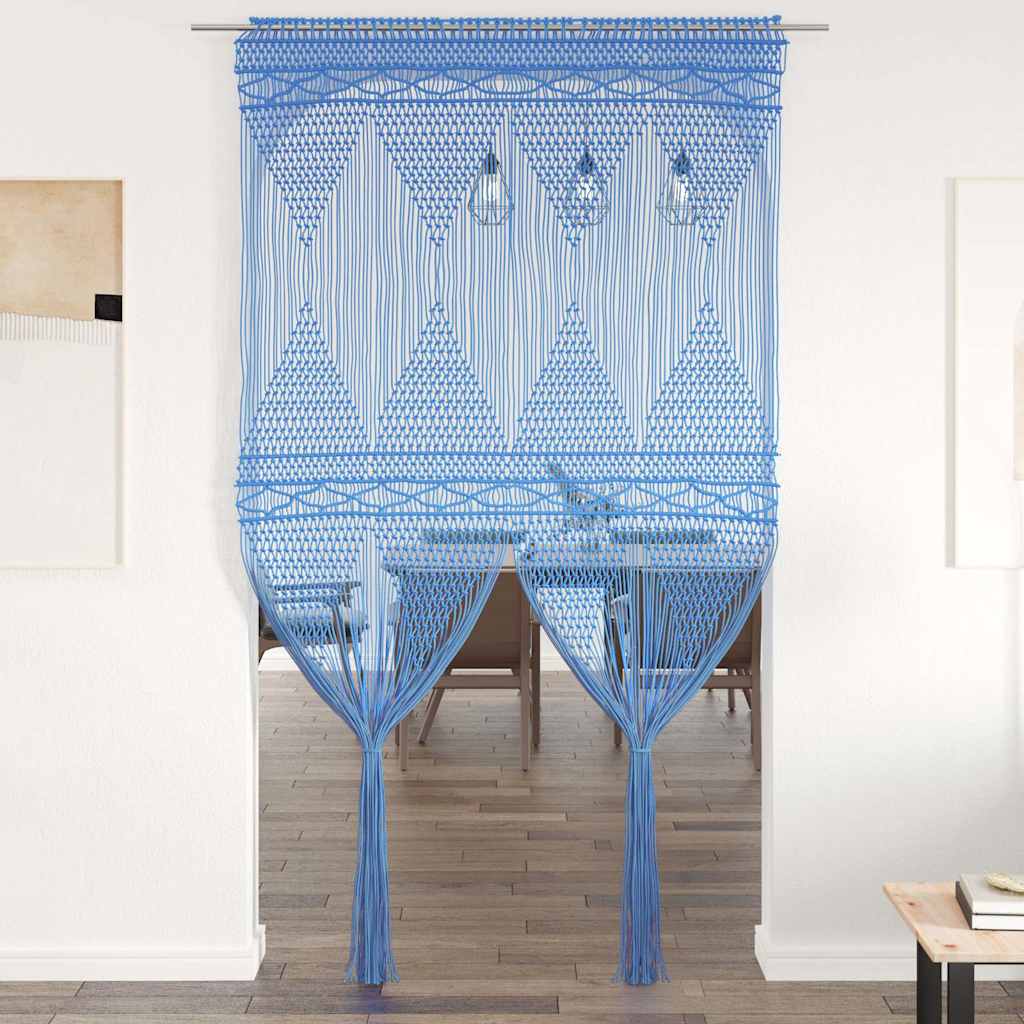 Makrameekardin, sinine 140 x 240 cm puuvill
