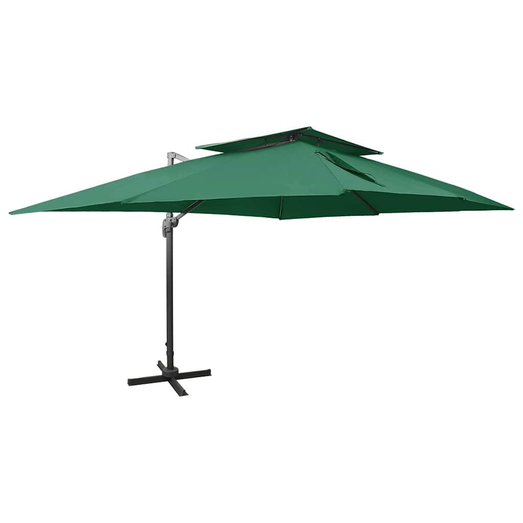 Konsooldisainiga päikesevari topelt katus 400x300 cm roheline