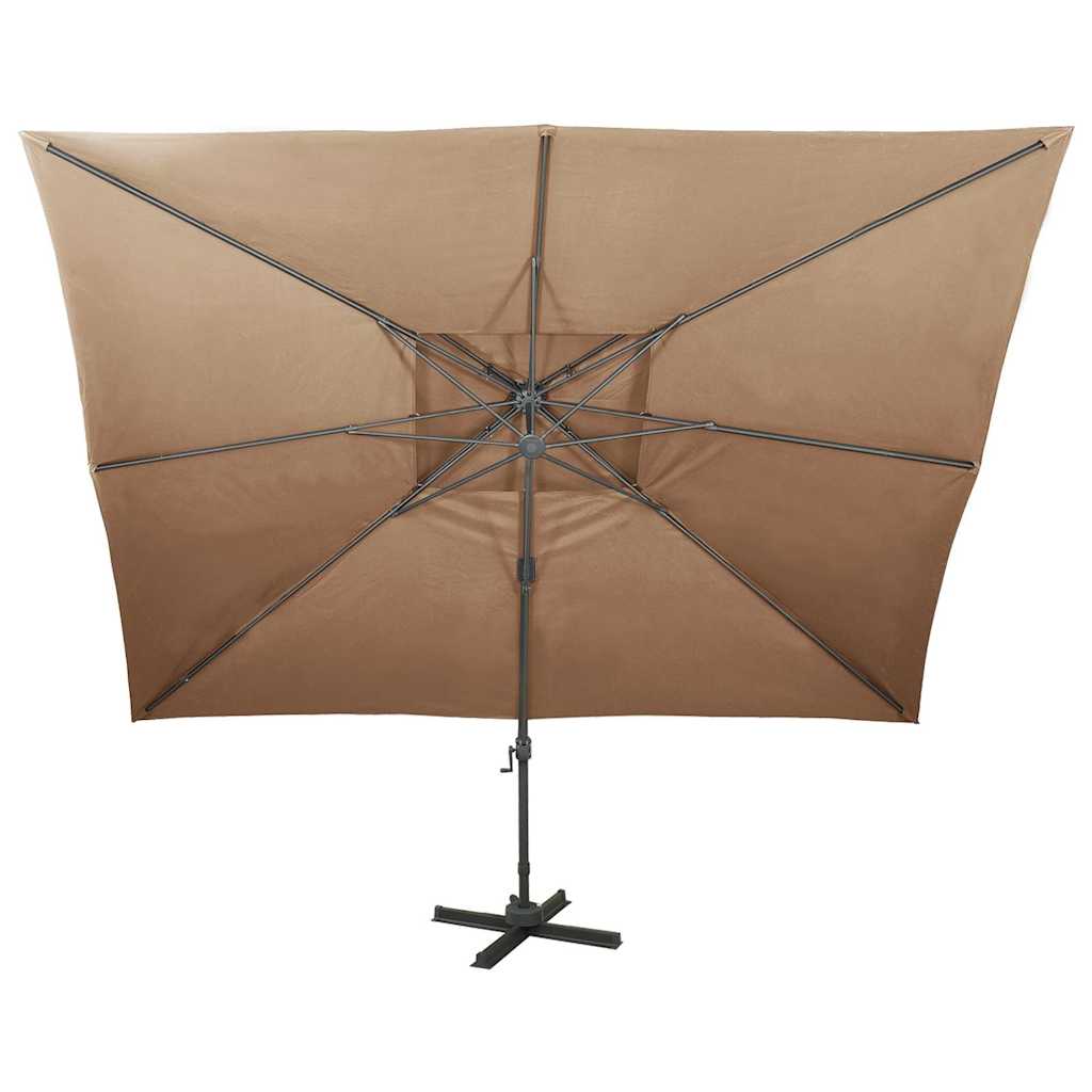 Konsooldisainiga päikesevari topelt katus 400x300 cm pruunikas